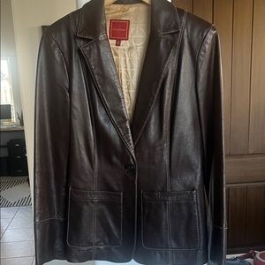 Cole Haan Women's Dark Brown Leather Blazer